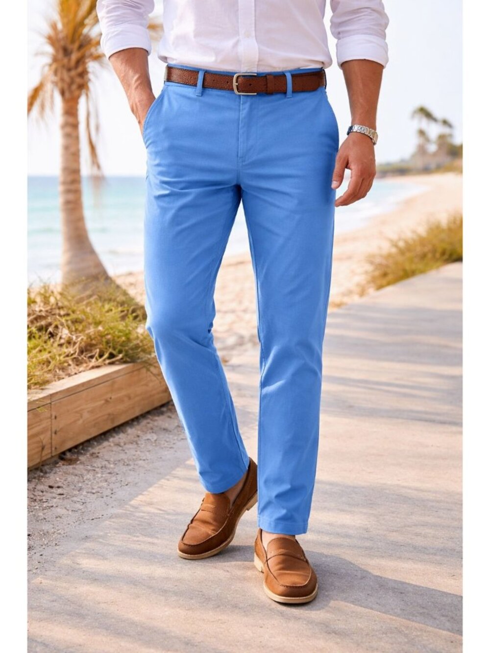 New Zealand Men’s Casual Pants Blue Size 34x32 Straight Leg Flat Front Preppy